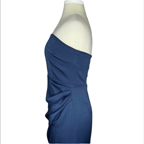 Cushnie Navy Blue Strapless Side-Slit Asymmetrical-Hem Dress Size 12 - Picture 7 of 14